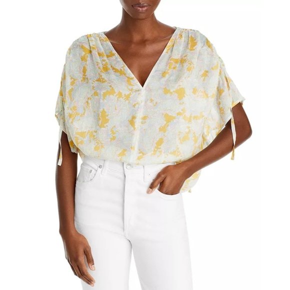 VINCE Lotus Dolman Sleeve Ruched Silk Top - NWT - Size Small - Picture 2 of 3
